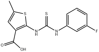 2-(3-(3-fluorophenyl)thioureido)-5-methylthiophene-3-carboxylic acid 구조식 이미지