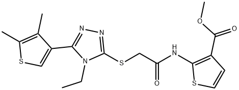 methyl 2-(2-((5-(4,5-dimethylthiophen-3-yl)-4-ethyl-4H-1,2,4-triazol-3-yl)thio)acetamido)thiophene-3-carboxylate Structure