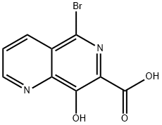 5-브로모-8-히드록시-1,6-나프티리딘-7-카르복실산 구조식 이미지