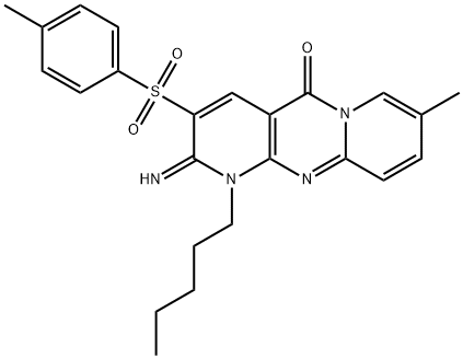 2-imino-8-methyl-3-[(4-methylphenyl)sulfonyl]-1-pentyl-1,2-dihydro-5H-dipyrido[1,2-a:2,3-d]pyrimidin-5-one 구조식 이미지