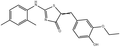 (5Z)-2-[(2,4-dimethylphenyl)amino]-5-(3-ethoxy-4-hydroxybenzylidene)-1,3-thiazol-4(5H)-one 구조식 이미지