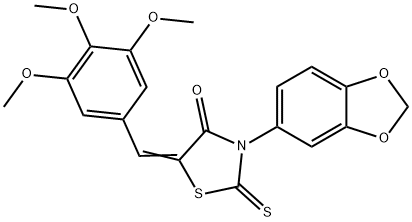 3-(1,3-benzodioxol-5-yl)-2-thioxo-5-(3,4,5-trimethoxybenzylidene)-1,3-thiazolidin-4-one Structure