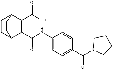 3-((4-(pyrrolidine-1-carbonyl)phenyl)carbamoyl)bicyclo[2.2.2]octane-2-carboxylic acid 구조식 이미지
