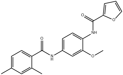 N-(4-{[(2,4-dimethylphenyl)carbonyl]amino}-2-methoxyphenyl)furan-2-carboxamide 구조식 이미지