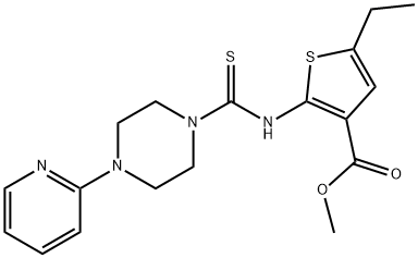methyl 5-ethyl-2-(4-(pyridin-2-yl)piperazine-1-carbothioamido)thiophene-3-carboxylate Structure
