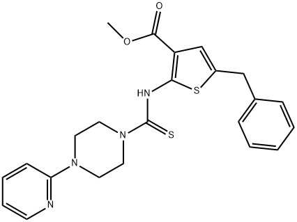 methyl 5-benzyl-2-(4-(pyridin-2-yl)piperazine-1-carbothioamido)thiophene-3-carboxylate 구조식 이미지