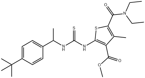 methyl 2-(3-(1-(4-(tert-butyl)phenyl)ethyl)thioureido)-5-(diethylcarbamoyl)-4-methylthiophene-3-carboxylate Structure