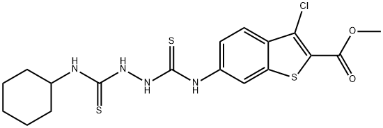 methyl 3-chloro-6-(2-(cyclohexylcarbamothioyl)hydrazinecarbothioamido)benzo[b]thiophene-2-carboxylate 구조식 이미지