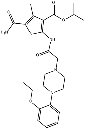 isopropyl 5-carbamoyl-2-(2-(4-(2-ethoxyphenyl)piperazin-1-yl)acetamido)-4-methylthiophene-3-carboxylate Structure