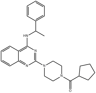 cyclopentyl(4-{4-[(1-phenylethyl)amino]quinazolin-2-yl}piperazin-1-yl)methanone 구조식 이미지