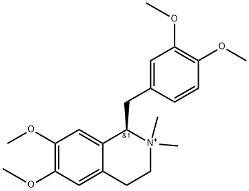 Isoquinolinium, 1-[(3,4-dimethoxyphenyl)methyl]-1,2,3,4-tetrahydro-6,7-dimethoxy-2,2-dimethyl-, (1R)- 구조식 이미지