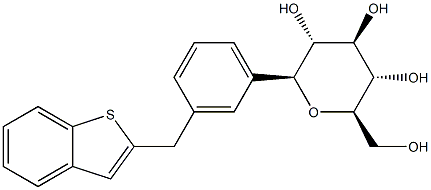 (2S,3R,4R,5S,6R)-2-(3-(benzo[b]thiophen-2-ylmethyl)phenyl)-6-(hydroxymethyl)tetrahydro-2H-pyran-3,4,5-triol 구조식 이미지