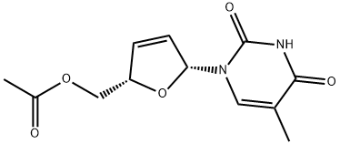 ((2S,5R)-5-(2,4-Dioxo-3,4-dihydropyrimidin-1(2H)-yl)-2,5-dihydrofuran-2-yl)methyl acetate 구조식 이미지