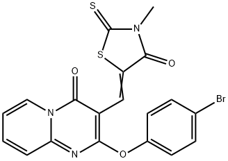 2-(4-bromophenoxy)-3-[(Z)-(3-methyl-4-oxo-2-thioxo-1,3-thiazolidin-5-ylidene)methyl]-4H-pyrido[1,2-a]pyrimidin-4-one Structure