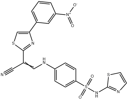 4-({(Z)-2-cyano-2-[4-(3-nitrophenyl)-1,3-thiazol-2-yl]ethenyl}amino)-N-(1,3-thiazol-2-yl)benzenesulfonamide 구조식 이미지