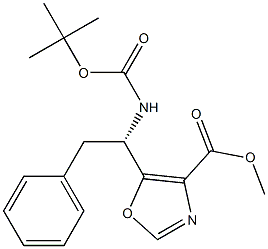 4-Oxazolecarboxylic acid, 5-[(1S)-1-[[(1,1-dimethylethoxy)carbonyl]amino]-2-phenylethyl]-, methyl ester Structure