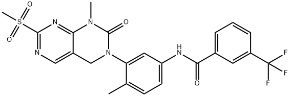 N-(4-methyl-3-(1-methyl-7-(methylsulfonyl)-2-oxo-1,2-dihydropyrimido[4,5-d]pyrimidin-3(4H)-yl)phenyl)-3-(trifluoromethyl)benzamide 구조식 이미지