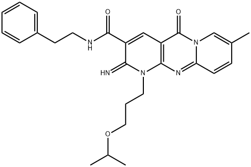 2-imino-1-(3-isopropoxypropyl)-8-methyl-5-oxo-N-(2-phenylethyl)-1,5-dihydro-2H-dipyrido[1,2-a:2,3-d]pyrimidine-3-carboxamide 구조식 이미지