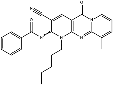 N-(3-cyano-10-methyl-5-oxo-1-pentyl-1,5-dihydro-2H-dipyrido[1,2-a:2,3-d]pyrimidin-2-ylidene)benzamide Structure