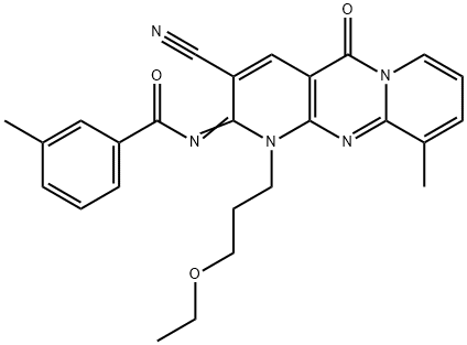 N-[3-cyano-1-(3-ethoxypropyl)-10-methyl-5-oxo-1,5-dihydro-2H-dipyrido[1,2-a:2,3-d]pyrimidin-2-ylidene]-3-methylbenzamide 구조식 이미지