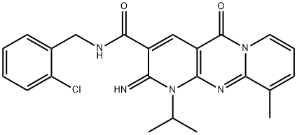 N-(2-chlorobenzyl)-2-imino-1-isopropyl-10-methyl-5-oxo-1,5-dihydro-2H-dipyrido[1,2-a:2,3-d]pyrimidine-3-carboxamide 구조식 이미지