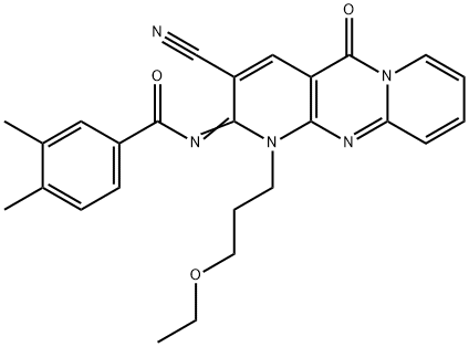 N-[3-cyano-1-(3-ethoxypropyl)-5-oxo-1,5-dihydro-2H-dipyrido[1,2-a:2,3-d]pyrimidin-2-ylidene]-3,4-dimethylbenzamide Structure
