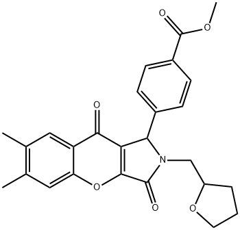 methyl 4-[6,7-dimethyl-3,9-dioxo-2-(tetrahydrofuran-2-ylmethyl)-1,2,3,9-tetrahydrochromeno[2,3-c]pyrrol-1-yl]benzoate 구조식 이미지