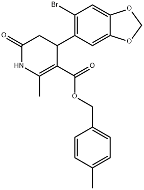 4-methylbenzyl 4-(6-bromobenzo[d][1,3]dioxol-5-yl)-2-methyl-6-oxo-1,4,5,6-tetrahydropyridine-3-carboxylate 구조식 이미지
