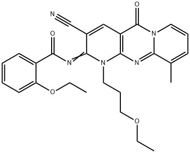 N-[3-cyano-1-(3-ethoxypropyl)-10-methyl-5-oxo-1,5-dihydro-2H-dipyrido[1,2-a:2,3-d]pyrimidin-2-ylidene]-2-ethoxybenzamide 구조식 이미지