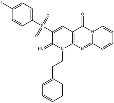 3-[(4-fluorophenyl)sulfonyl]-2-imino-1-(2-phenylethyl)-1,2-dihydro-5H-dipyrido[1,2-a:2,3-d]pyrimidin-5-one 구조식 이미지