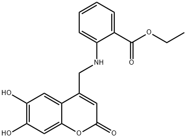 ethyl 2-{[(6,7-dihydroxy-2-oxo-2H-chromen-4-yl)methyl]amino}benzoate Structure