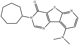 3-cycloheptyl-9-(dimethylamino)pyrido[3',2':4,5]thieno[3,2-d]pyrimidin-4(3H)-one 구조식 이미지