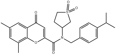 N-(1,1-dioxidotetrahydro-3-thienyl)-N-(4-isopropylbenzyl)-6,8-dimethyl-4-oxo-4H-chromene-2-carboxamide 구조식 이미지