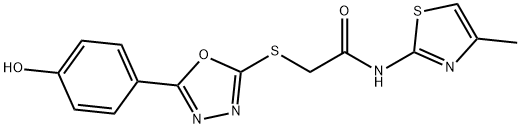 2-{[5-(4-hydroxyphenyl)-1,3,4-oxadiazol-2-yl]sulfanyl}-N-(4-methyl-1,3-thiazol-2-yl)acetamide Structure