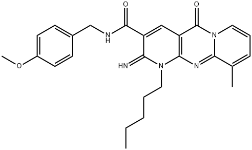 2-imino-N-(4-methoxybenzyl)-10-methyl-5-oxo-1-pentyl-1,5-dihydro-2H-dipyrido[1,2-a:2,3-d]pyrimidine-3-carboxamide 구조식 이미지