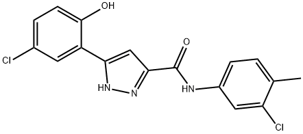 5-(5-chloro-2-hydroxyphenyl)-N-(3-chloro-4-methylphenyl)-1H-pyrazole-3-carboxamide Structure