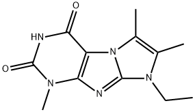 1-Ethyl-2,3,7-trimethyl-1H,7H-1,3a,5,7,8-pentaaza-cyclopenta[a]indene-4,6-dione 구조식 이미지