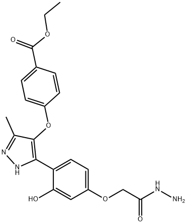 ethyl 4-({3-[4-(2-hydrazinyl-2-oxoethoxy)-2-hydroxyphenyl]-5-methyl-1H-pyrazol-4-yl}oxy)benzoate Structure