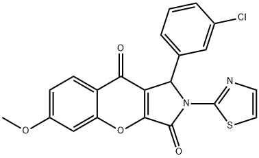 1-(3-chlorophenyl)-6-methoxy-2-(1,3-thiazol-2-yl)-1,2-dihydrochromeno[2,3-c]pyrrole-3,9-dione 구조식 이미지