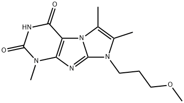 1-(3-Methoxy-propyl)-2,3,7-trimethyl-1H,7H-1,3a,5,7,8-pentaaza-cyclopenta[a]indene-4,6-dione Structure