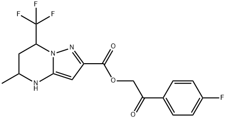 2-(4-fluorophenyl)-2-oxoethyl 5-methyl-7-(trifluoromethyl)-4,5,6,7-tetrahydropyrazolo[1,5-a]pyrimidine-2-carboxylate Structure