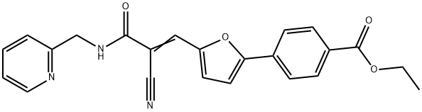 (E)-ethyl 4-(5-(2-cyano-3-oxo-3-((pyridin-2-ylmethyl)amino)prop-1-en-1-yl)furan-2-yl)benzoate 구조식 이미지