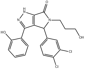 4-(3,4-dichlorophenyl)-3-(2-hydroxyphenyl)-5-(3-hydroxypropyl)-4,5-dihydropyrrolo[3,4-c]pyrazol-6(2H)-one 구조식 이미지