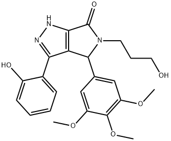 3-(2-hydroxyphenyl)-5-(3-hydroxypropyl)-4-(3,4,5-trimethoxyphenyl)-4,5-dihydropyrrolo[3,4-c]pyrazol-6(1H)-one Structure