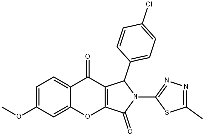 1-(4-chlorophenyl)-6-methoxy-2-(5-methyl-1,3,4-thiadiazol-2-yl)-1,2-dihydrochromeno[2,3-c]pyrrole-3,9-dione 구조식 이미지