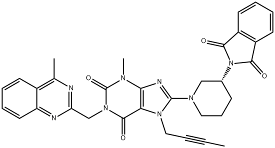 886588-63-2 1H-Purine-2,6-dione, 7-(2-butyn-1-yl)-8-[(3R)-3-(1,3-dihydro-1,3-dioxo-2H-isoindol-2-yl)-1-piperidinyl]-3,7-dihydro-3-methyl-1-[(4-methyl-2-quinazolinyl)methyl]-