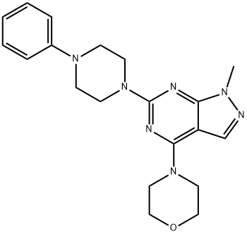 1-methyl-4-(morpholin-4-yl)-6-(4-phenylpiperazin-1-yl)-1H-pyrazolo[3,4-d]pyrimidine Structure