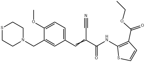 (E)-ethyl 2-(2-cyano-3-(4-methoxy-3-(thiomorpholinomethyl)phenyl)acrylamido)thiophene-3-carboxylate Structure