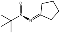 (R)-N-사이클로펜틸리덴-2-메틸프로판-2-설핀아미드 구조식 이미지