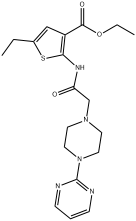 ethyl 5-ethyl-2-(2-(4-(pyrimidin-2-yl)piperazin-1-yl)acetamido)thiophene-3-carboxylate Structure